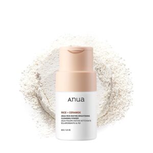 ANUA Rice Enzyme Brightening Cleansing Powder, Exfoliating Powder-to-Foam Cleanser, Smooth Texture & Clarity, Hydrating