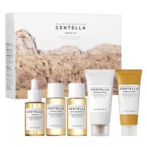 SKIN1004 Centella Travel Kit, Korean Skin Care Set with Toner, Moisturiser, Serum, Cleansing Oil & Cleanser, Travel Size S