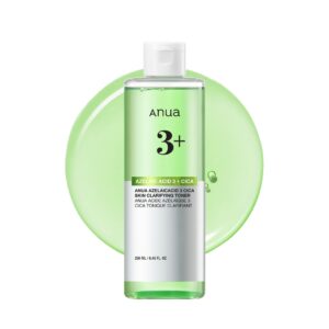 Anua Azelaic Acid 3 CICA Clarifying Toner, Daily Exfoliating Facial Toner with Salicylic, for Soothing & Skin Clarity