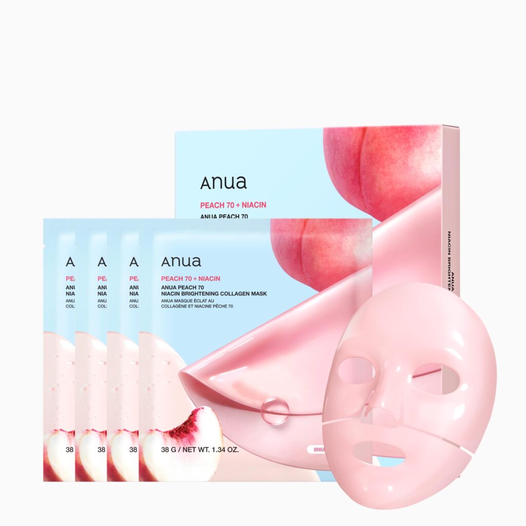 ANUA Peach 70 Niacin Brightening Collagen Mask, Overnight Face Mask for Glass Skin, Niacinamide, Elasticity