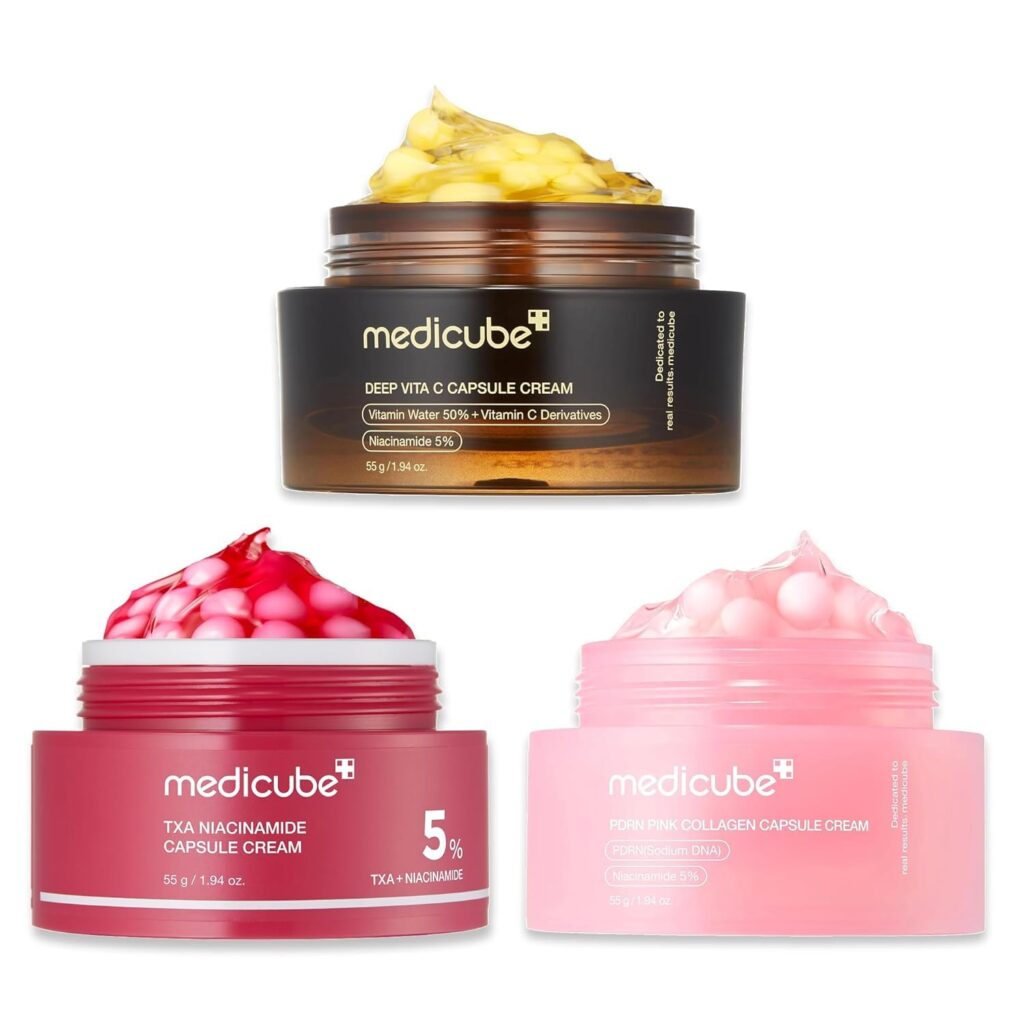 medicube Capsule Cream Trio_ TXA + Niacinamide, Deep Vitamin C, and Salmon DNA PDRN Capsule Cream _ Hydrating, Clarifying
