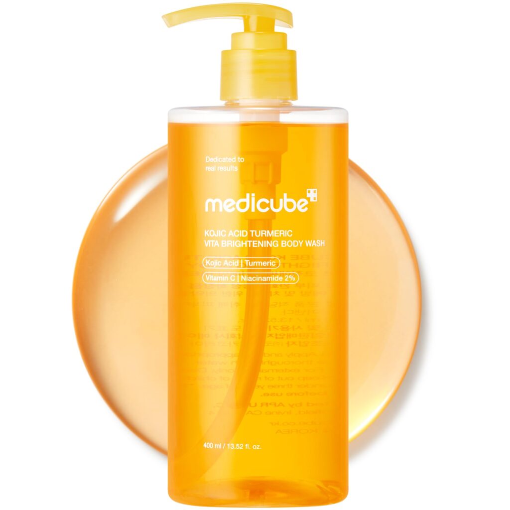 medicube Kojic Acid Turmeric Brightening Body Wash _ Gentle Shower Gel for Uneven Skin _ Niacinamide, Vitamin C, AHA_BHA