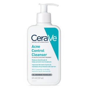 CeraVe Acne Treatment Face Wash, Salicylic Acid Cleanser with Purifying Clay, Niacinamide, and Ceramides, Pore Control