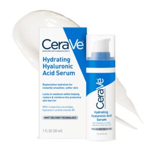 Cerave Hyaluronic Acid Serum for Face with Vitamin B5 and Ceramides, Hydrating Face Serum for Dry Skin, Fragrance Free