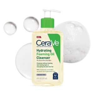 CeraVe Hydrating Foaming Oil Cleanser, Moisturizing Cleanser for Face & Body, Squalane Oil + Hyaluronic Acid + Ceramides