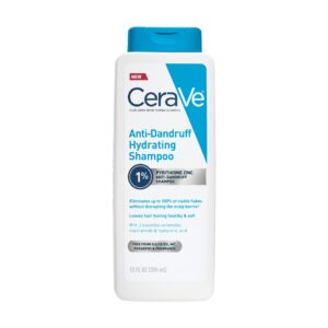 CeraVe Hydrating Anti Dandruff Shampoo, 1_ Pyrithione Zinc Dandruff Treatment With Ceramides, Niacinamide & Hyaluronic Acid, Helps Eliminate Flakes & Provides Itchy Scalp Relief, Sulfate Free