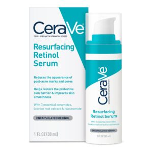 CeraVe Resurfacing Retinol Serum For Post Acne Marks, Formulated With Licorice Root Extract & Niacinamide, Brightening