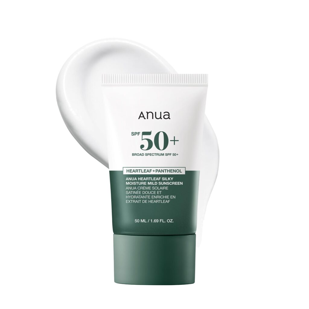 Anua Heartleaf Silky Moisture Mild Sunscreen, Broad Spectrum SPF 50+ with Moisturizing Formula, Lightweight