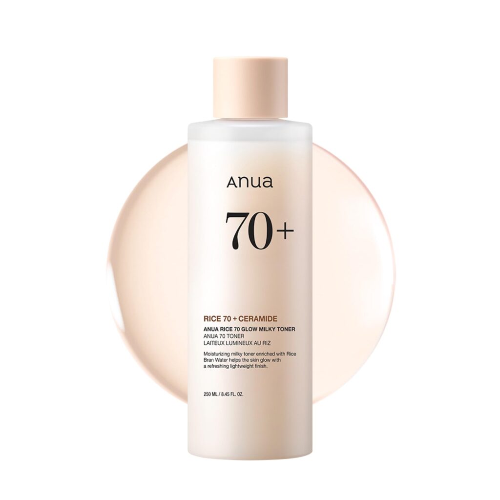 Anua Rice 70 Glow Milky Toner, Glass & Dewy Skin, Hydrating & Barrier Care, Rice Water, Niacinamide, Ceramides, All Skin