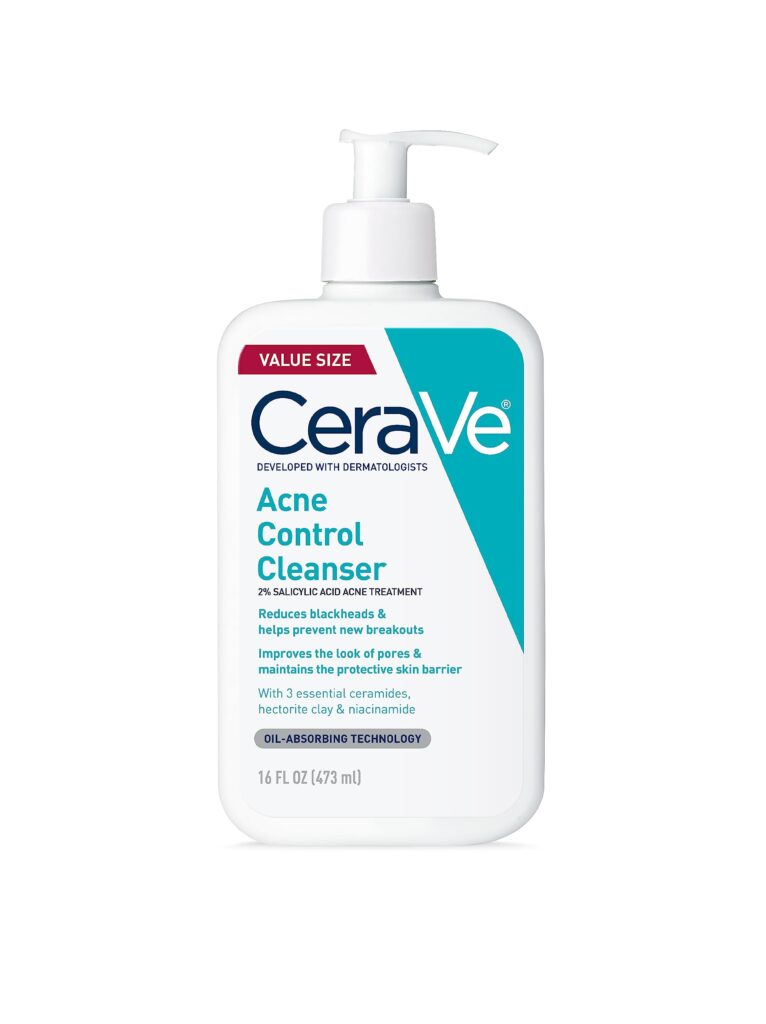 CeraVe Acne Control Cleanser, 2_ Salicylic Acid Treatment Formulated With Niacinamide + Ceramides + Oil Absorbing Clay