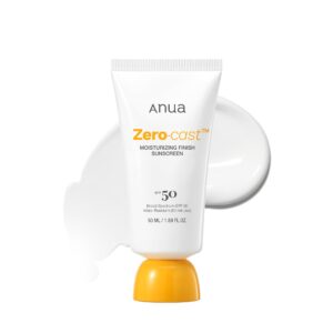Anua, Zero-Cast Moisturizing Sunscreen SPF 50, Glow Natural Sunscreen for face, No White Cast, Hyaluronic Acid