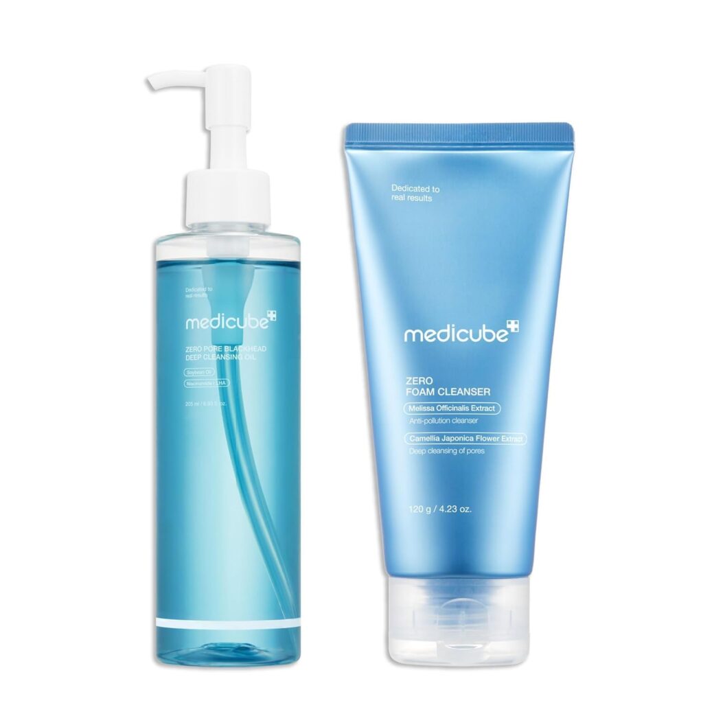 medicube Double Cleansing Duo for Flawless Glass Skin_ Zero Pore Blackhead Cleansing Oil and Zero Foam Cleanser, Skin Care