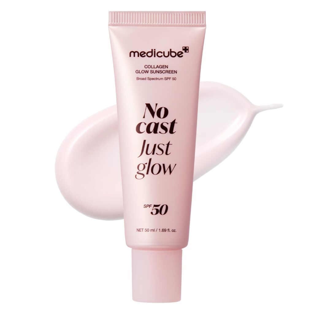 medicube No Cast Just Glow Collagen Sunscreen _ SPF 50 Broad Spectrum Face Sunscreen _ Lightweight, Non-Sticky, Hydrating