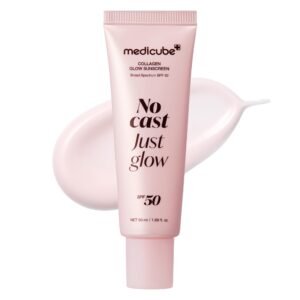 medicube No Cast Just Glow Collagen Sunscreen _ SPF 50 Broad Spectrum Face Sunscreen _ Lightweight, Non-Sticky, Hydrating