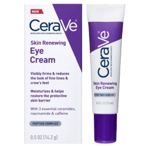 CeraVe Skin Renewing Eye Cream For Wrinkles, Under Eye Cream With Peptides + Caffeine + Niacinamide