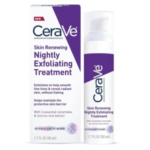 CeraVe Skin Renewing Nightly Exfoliating Treatment, Anti Aging Serum With 5_ Blend Of Glycolic Acid & Lactic Acid, Wrinkle