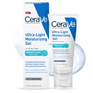 CeraVe Ultra-Light Moisturizing Gel, Hydrating Gel Face Moisturizer For Men & For Women with Ceramides, Niacinamide