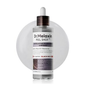 Dr.Melaxin Peel Shot Exfoliating Black Rice Ampoule 2.7 fl.oz - Rice Water AHA BHA Niacinamide Serum for Dead Skin Cells, (1)