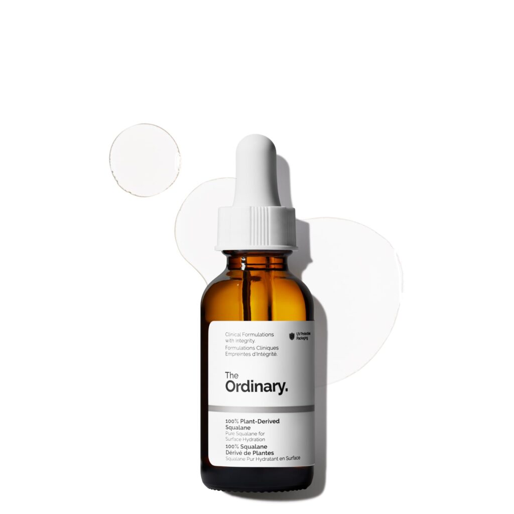The Ordinary 100_ Plant-Derived Squalane, for Skin and Hair, Lightweight Hydration, and Moisture Barrier Support, 1 Fl Oz