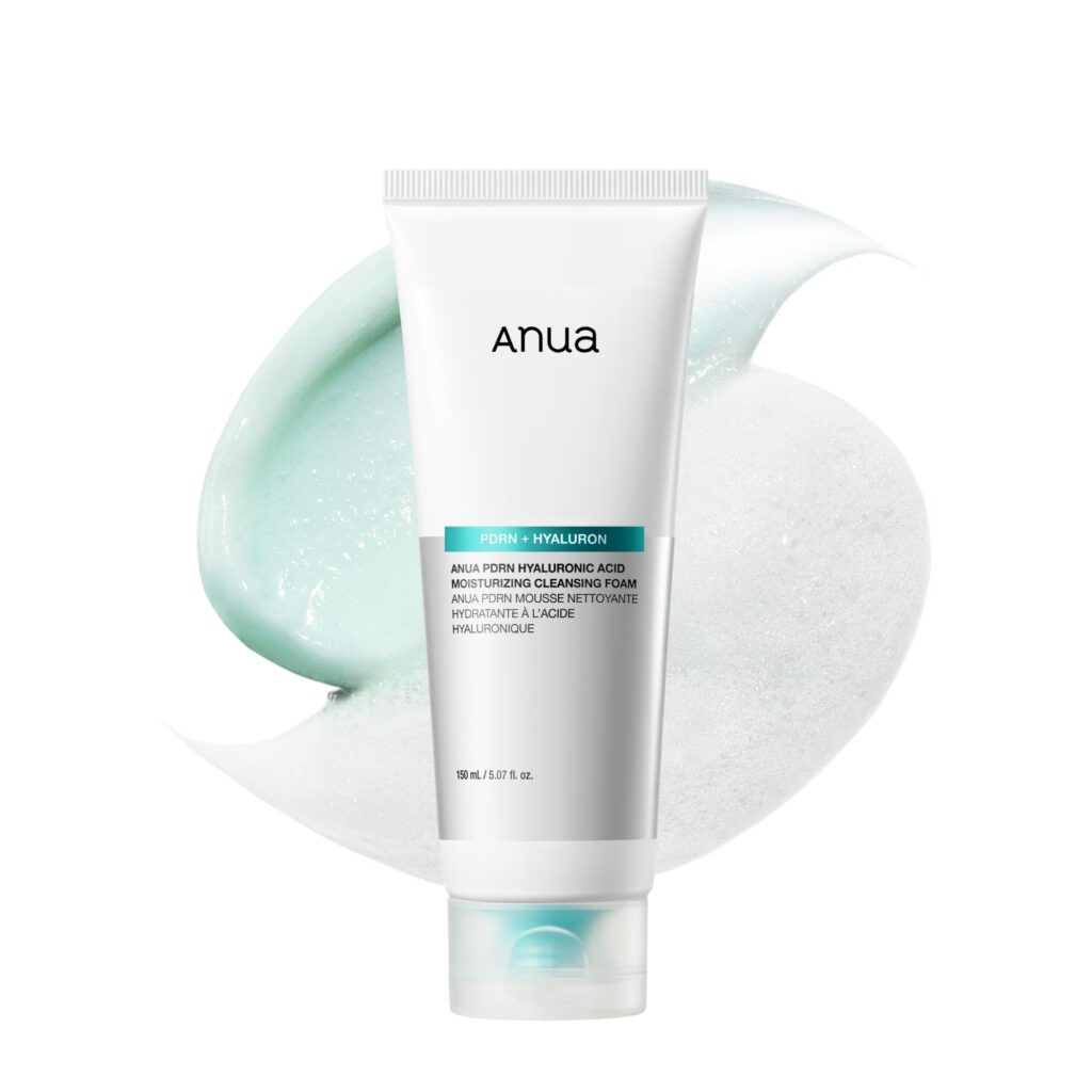 Anua PDRN Hyaluronic Acid Moisturizing Cleansing Foam, Daily Gentle Face Wash for Dry Skin, Salmon DNA Hydrating